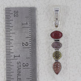 Natural Tourmaline With Multi Color Gemstone Silver Pendants