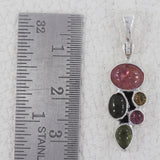 Natural Tourmaline With Multi Color Gemstone Pendants