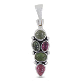 Natural Tourmaline With Multi Gemstone Pendants In 925 Sterling Silver