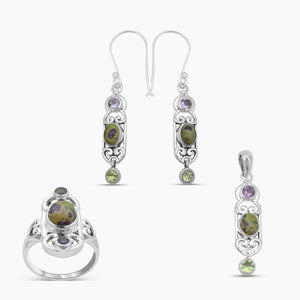 Tasmanian Serpentine Silver Jewelry Sets