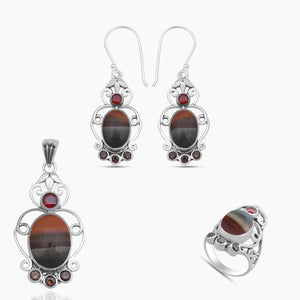 Polychrome Jasper Silver Jewelry Sets