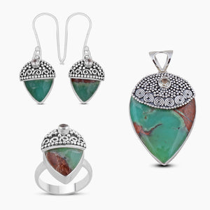 Chrysoprase Gemstone 925 Sterling Silver Jewelry Sets