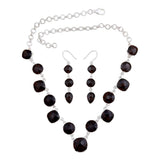 Natural Smoky Quartz Sterling Silver Necklace Jewelry Set