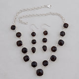 Natural Smoky Quartz Sterling Silver Necklace Jewelry Set