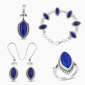 Natural Lapis Lazuli Sterling Silver Jewelry Sets