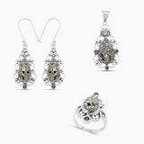 Pyrite Druzy Silver Pendant Set