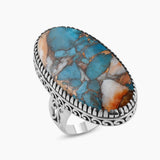 Turquoise Spiny Oyster Silver Rings