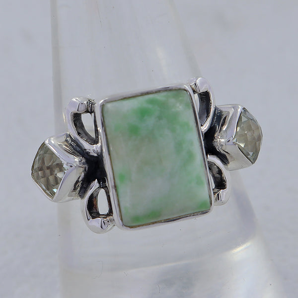 925 Sterling Silver Fuchsite in Quartz Rings