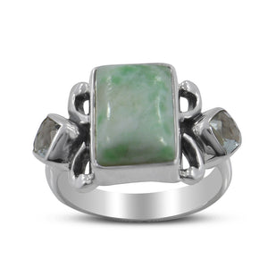 925 Sterling Silver Fuchsite in Quartz Rings