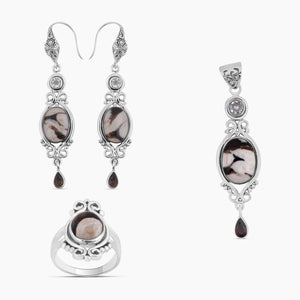 Peanut Wood Jasper Silver Jewelry Sets