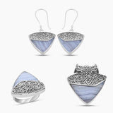 Blue Lace Agate Silver Jewelry Sets