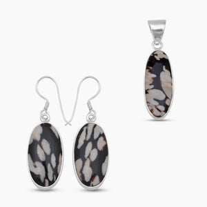 Peanut Wood Jasper Silver Jewelry Sets