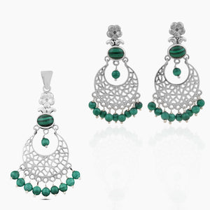 925 Sterling Silver Malachite Jewelry Sets