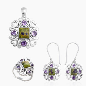Tasmanian Serpentine Silver Jewelry Sets