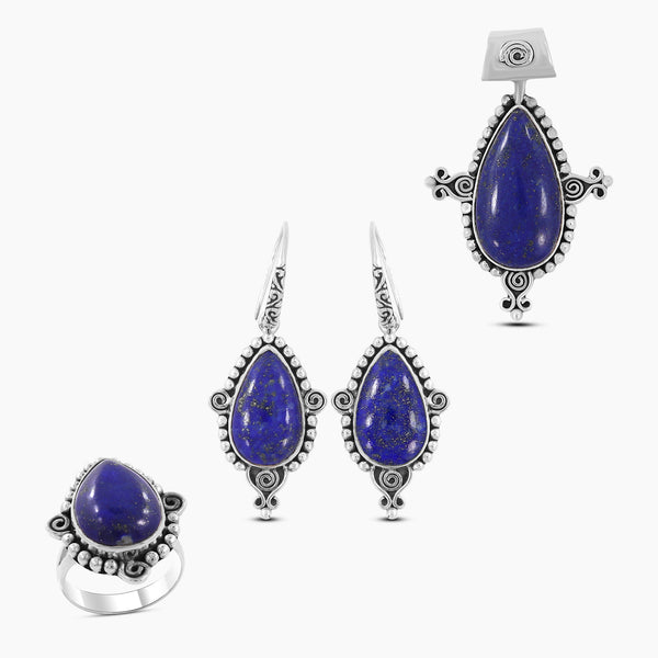 Lapis Lazuli 925 Sterling Silver Jewelry Sets