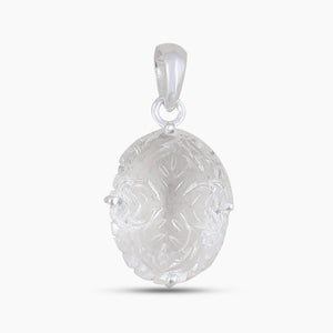 925 Silver Carving leaf Crystal Pendant