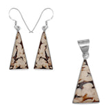 Peanut Wood Jasper Silver Pendant Set