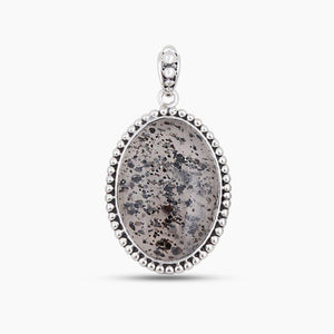 925 Silver Black Dot Quartz Pendant