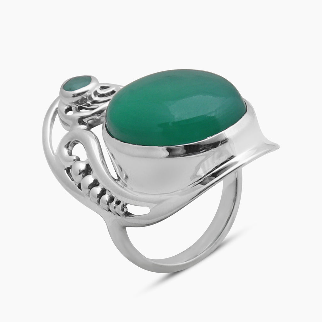 925 Sterling Silver Green Onyx Rings