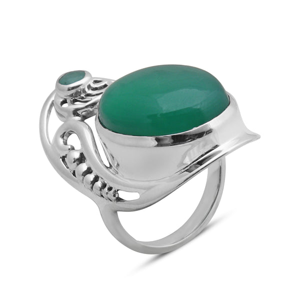 925 Sterling Silver Green Onyx Ring