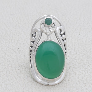 925 Sterling Silver Green Onyx Ring