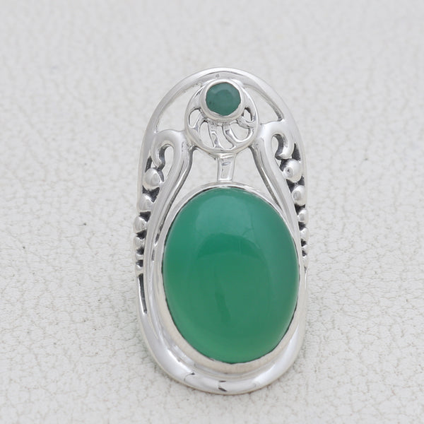 925 Sterling Silver Green Onyx Ring