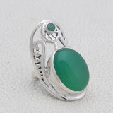 Natural Green Onyx Silver Ring