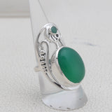 Natural Green Onyx Silver Ring