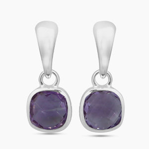 Natural Amethyst Silver Earrings