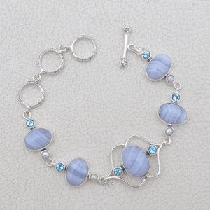 Blue Lace Agate Silver Bracelets