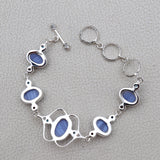 Blue Lace Agate Silver Bracelet