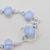 Blue Lace Agate Silver Bracelet