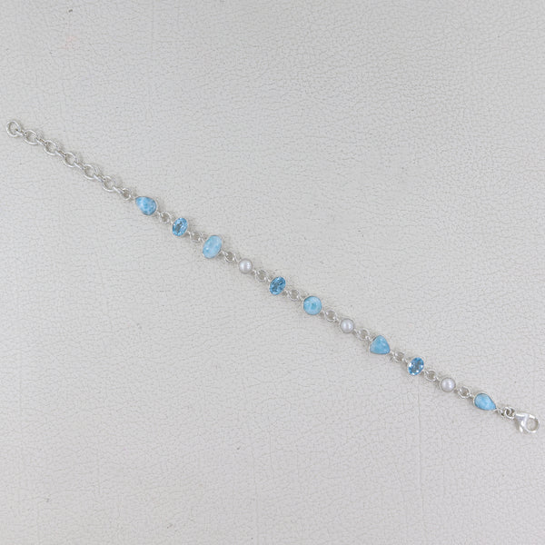 925 Silver Larimar & Blue Topaz Bracelet