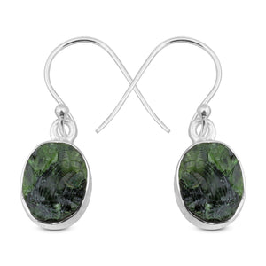 Chrome Diopside Silver Earrings