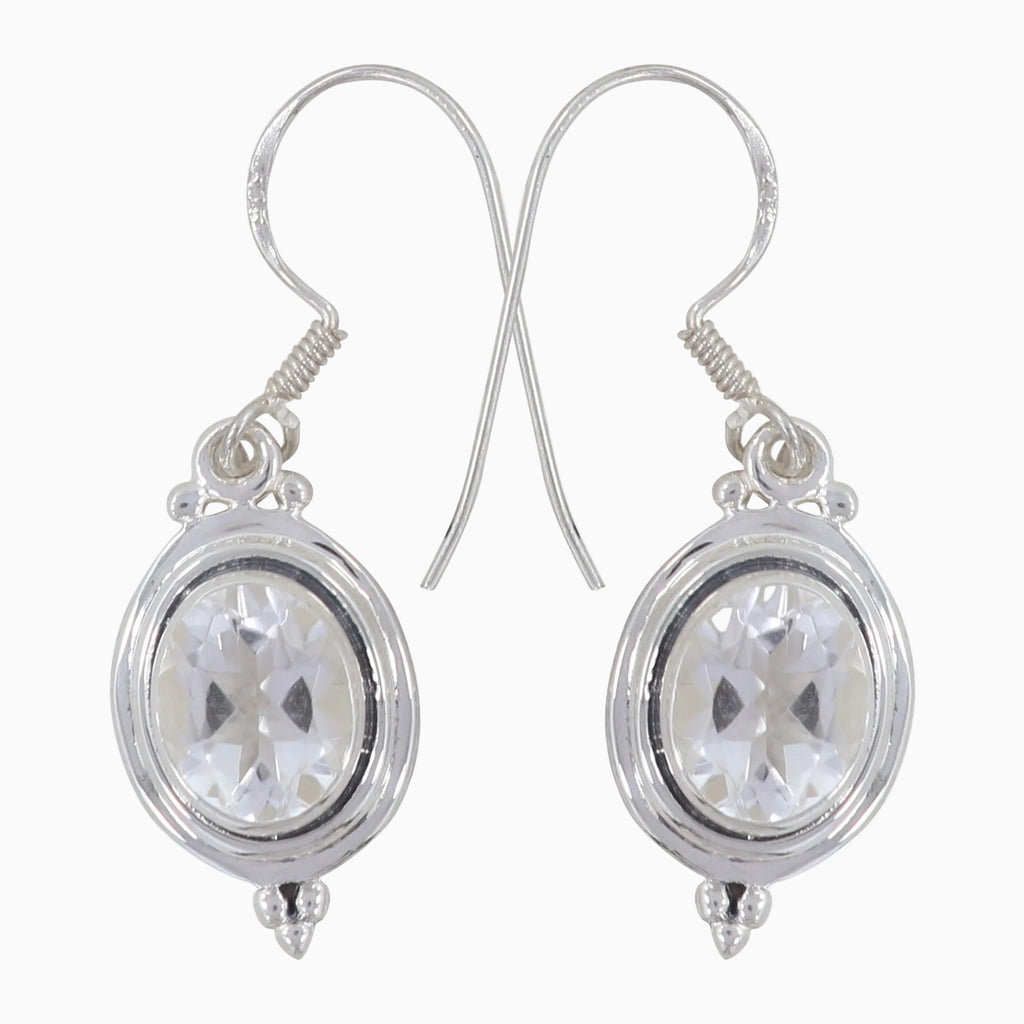 Natural Crystal Silver Earrings