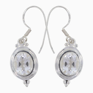 Natural Crystal Silver Earrings