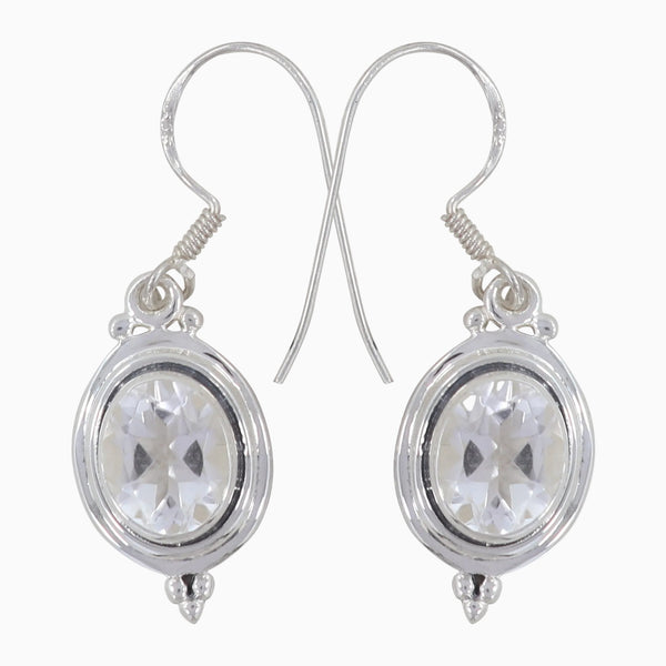 Natural Crystal Silver Earrings