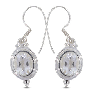 Natural Crystal Silver Earrings