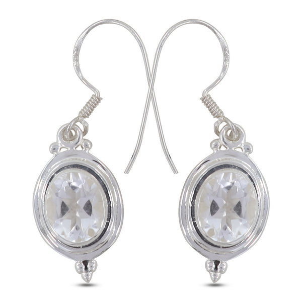 Natural Crystal Silver Earrings