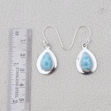 Natural Larimar Silver Earrings