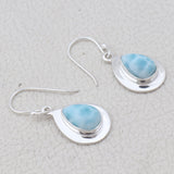 Natural Larimar Silver Earrings