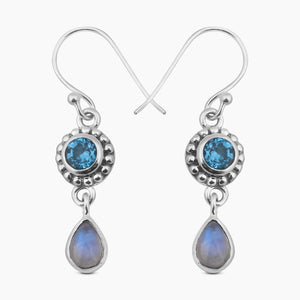Rainbow Moonstone Silver Earrings