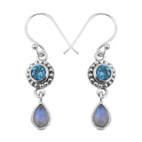 Rainbow Moonstone Silver Earrings