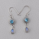 Rainbow Moonstone Silver Earrings