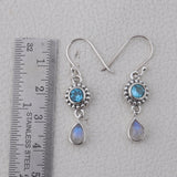 Rainbow Moonstone Silver Earrings