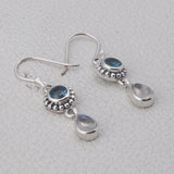 Rainbow Moonstone Silver Earrings