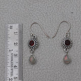 Rainbow Moonstone Silver Earrings