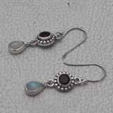 Rainbow Moonstone Silver Earrings