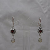 Rainbow Moonstone Silver Earrings