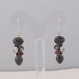 Black Fordite Silver Earrings